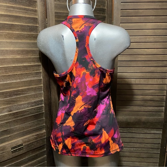 Tie-Dye Workout Tank Top Razor Back Gym Whimsigoth Orange Purple Fall Athletic - Picture 3 of 8